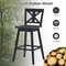 29" Tall Set of 2 Black Rubber wood Bar Stools with 360 Degree Rotating Seats and Ergonomic Back Support